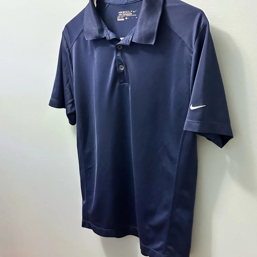 Nike Golf Polo Shirt Mens Small Blue Button Tour Performance Dri Fit Athletic
